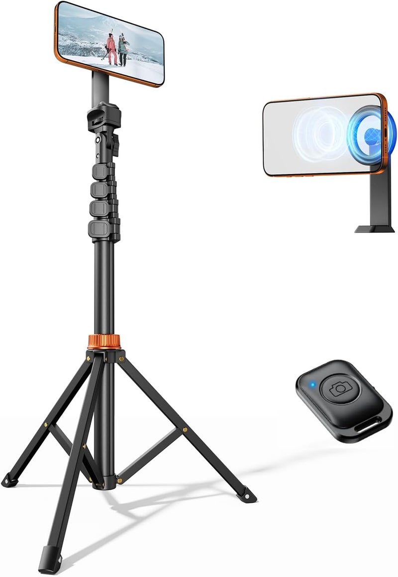 Vimose 69" Magnetic Phone Tripod, Tripod for iPhone with Remote & Strong Magnetic Holder for Magsafe, Stable Cell Phone Tripod for Video Recording, Travel Tripod Compatible with iPhone/Android - Image 1